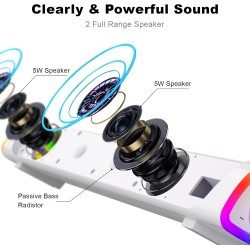 Soulion r30 plus enceintes pc, haut-parleur d'ordinateur alimenté par usb, bleutooth 5.3, barre de son pour pc, lumières led, en