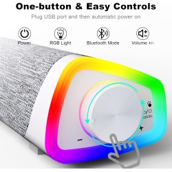 Soulion r30 plus enceintes pc, haut-parleur d'ordinateur alimenté par usb, bleutooth 5.3, barre de son pour pc, lumières led, en