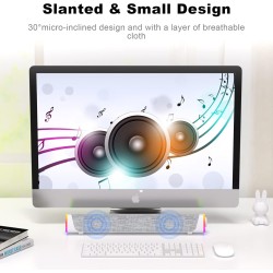 Soulion r30 plus enceintes pc, haut-parleur d'ordinateur alimenté par usb, bleutooth 5.3, barre de son pour pc, lumières led, en