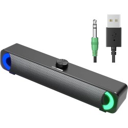 Haut-Parleur USB, Barre de Son HPYLIF H PC, Haut-Parleur de Jeu pour Ordinateur avec Son stéréo Surround, Filaire pour Ordinateu