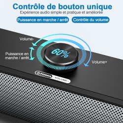 Haut-Parleur USB, Barre de Son HPYLIF H PC, Haut-Parleur de Jeu pour Ordinateur avec Son stéréo Surround, Filaire pour Ordinateu