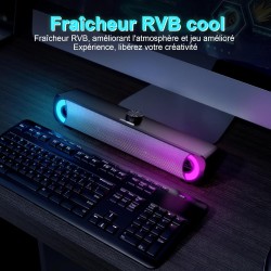 Haut-Parleur USB, Barre de Son HPYLIF H PC, Haut-Parleur de Jeu pour Ordinateur avec Son stéréo Surround, Filaire pour Ordinateu