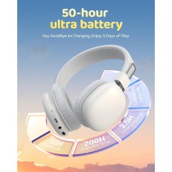 Casque bleutooth sans fil enfant, casque audio enfant avec jack, casque bleutooth 5.4 pliable, volume limité 85/94db, 50 heures 