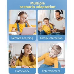 Casque bleutooth sans fil enfant, casque audio enfant avec jack, casque bleutooth 5.4 pliable, volume limité 85/94db, 50 heures 