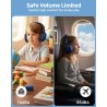 Casque bleutooth sans fil enfant, casque audio enfant avec jack, casque bleutooth 5.4 pliable, volume limité 85/94db, 50 heures 