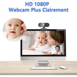 Webcam 1080P,Full HD Camera PC Grand Angle 90 °avec Microphone Antibruit,Caméra USB Plug Play pour Ordinateur Bureau Portable Ma