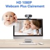 Webcam 1080P,Full HD Camera PC Grand Angle 90 °avec Microphone Antibruit,Caméra USB Plug Play pour Ordinateur Bureau Portable Ma