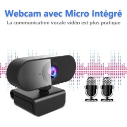 Webcam 1080P,Full HD Camera PC Grand Angle 90 °avec Microphone Antibruit,Caméra USB Plug Play pour Ordinateur Bureau Portable Ma