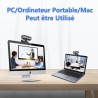 Webcam 1080P,Full HD Camera PC Grand Angle 90 °avec Microphone Antibruit,Caméra USB Plug Play pour Ordinateur Bureau Portable Ma