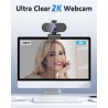 2K Webcam,Full HD Camera PC Grand Angle 90 °avec Microphone Antibruit,Caméra USB Plug Play pour Ordinateur Bureau Portable Mac,W