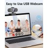 2K Webcam,Full HD Camera PC Grand Angle 90 °avec Microphone Antibruit,Caméra USB Plug Play pour Ordinateur Bureau Portable Mac,W