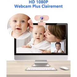 Webcam 1080P,Full HD Camera PC Grand Angle 90 °avec Microphone Antibruit,Caméra USB Plug Play pour Ordinateur Bureau Portable Ma