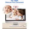 Webcam 1080P,Full HD Camera PC Grand Angle 90 °avec Microphone Antibruit,Caméra USB Plug Play pour Ordinateur Bureau Portable Ma