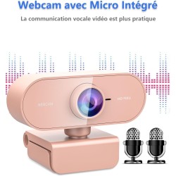Webcam 1080P,Full HD Camera PC Grand Angle 90 °avec Microphone Antibruit,Caméra USB Plug Play pour Ordinateur Bureau Portable Ma