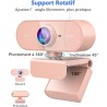 Webcam 1080P,Full HD Camera PC Grand Angle 90 °avec Microphone Antibruit,Caméra USB Plug Play pour Ordinateur Bureau Portable Ma