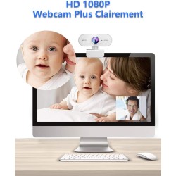 Webcam 1080P,Full HD Camera PC Grand Angle 90 °avec Microphone Antibruit,Caméra USB Plug Play pour Ordinateur Bureau Portable Ma