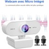 Webcam 1080P,Full HD Camera PC Grand Angle 90 °avec Microphone Antibruit,Caméra USB Plug Play pour Ordinateur Bureau Portable Ma