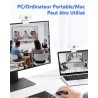Webcam 1080P,Full HD Camera PC Grand Angle 90 °avec Microphone Antibruit,Caméra USB Plug Play pour Ordinateur Bureau Portable Ma