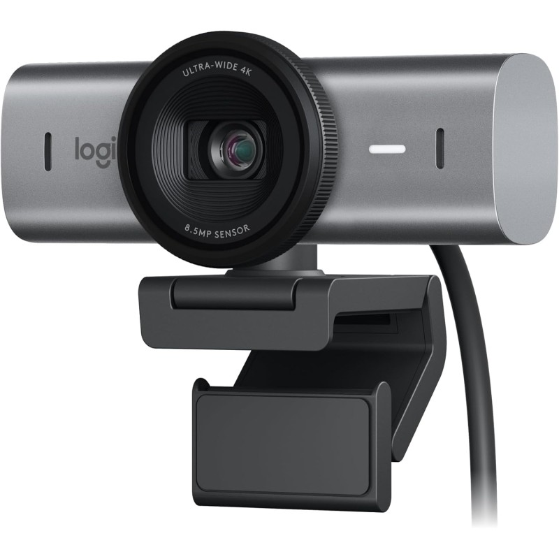 Logitech MX Brio Webcam de Collaboration et Streaming 4K Ultra HD, 1080p à 60 IPS, 2 micros avec réduction de Bruit, Show Mode, 