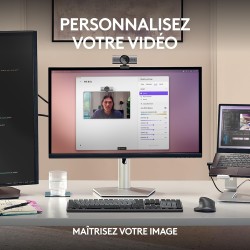 Logitech MX Brio Webcam de Collaboration et Streaming 4K Ultra HD, 1080p à 60 IPS, 2 micros avec réduction de Bruit, Show Mode, 
