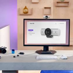 Logitech mx brio webcam de collaboration et streaming 4k ultra hd, 1080p à 60 ips, 2 micros avec réduction de bruit, show mode, 