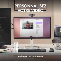 Logitech mx brio webcam de collaboration et streaming 4k ultra hd, 1080p à 60 ips, 2 micros avec réduction de bruit, show mode, 