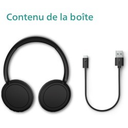 Philips tah5209bk/00 casque sans fil supra-aural bleutooth, isolation phonique passive, 65 heures d’autonomie, son naturel, appe