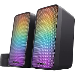 Trust Gaming GXT 611 Wezz Enceinte PC Gamer 2.0, Éclairage LED RGB, 12 W (6 W RMS), Alimentation USB, Connexion 3,5 mm, Contrôle