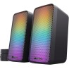 Trust Gaming GXT 611 Wezz Enceinte PC Gamer 2.0, Éclairage LED RGB, 12 W (6 W RMS), Alimentation USB, Connexion 3,5 mm, Contrôle