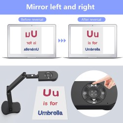 8MP Visualiseur & 4K Webcam, 2448P USB Caméra Documents Format A3 Lumières LED, Fonction d'inversion d'image, Plier, Deux Microp