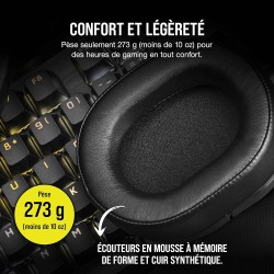 Corsair HS55 Surround Casque de Jeu Filaire Multiplateforme Léger - Son Surround Dolby 7.1 - Compatible iCUE - PC, Mac, PS5, PS4