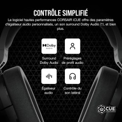 Corsair HS55 Surround Casque de Jeu Filaire Multiplateforme Léger - Son Surround Dolby 7.1 - Compatible iCUE - PC, Mac, PS5, PS4