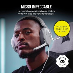 CORSAIR HS55 STEREO Casque Gaming Filaire Léger – Microphone omnidirectionnel, Haut-Parleurs en Néodyme, Compatible iCUE – PC, M