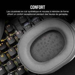 CORSAIR HS55 STEREO Casque Gaming Filaire Léger – Microphone omnidirectionnel, Haut-Parleurs en Néodyme, Compatible iCUE – PC, M