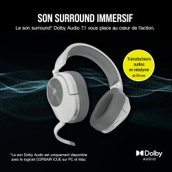 Corsair HS55 Wireless Casque de Jeu Léger - Son Surround Dolby 7.1 - Microphone Omnidirectionnel - Portée Jusqu'à 50 Pieds - Com