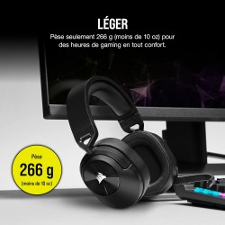 Corsair hs55 wireless core casque gaming - connectivité sans fil 2,4 ghz, jusqu’à 15m bleutooth, tempest 3d audiotech sur ps5, m