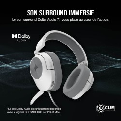 Corsair HS55 Surround Casque de Jeu Filaire Multiplateforme Léger - Son Surround Dolby 7.1 - Compatible iCUE - PC, Mac, PS5, PS4