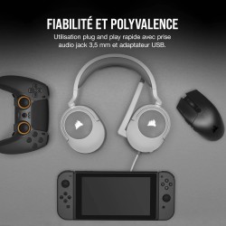 Corsair HS55 Surround Casque de Jeu Filaire Multiplateforme Léger - Son Surround Dolby 7.1 - Compatible iCUE - PC, Mac, PS5, PS4