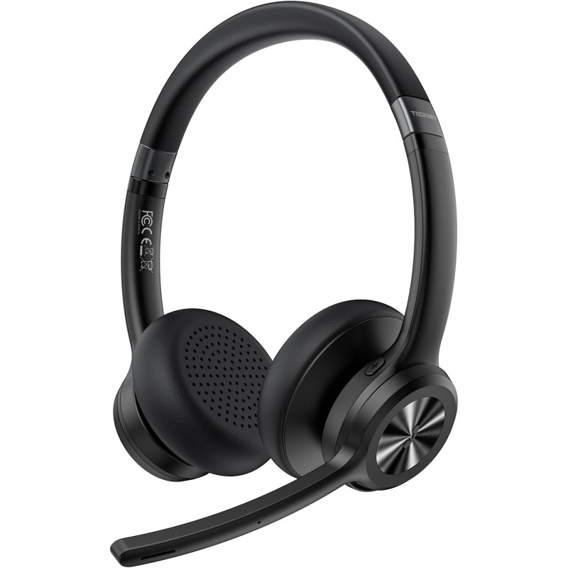 Tecknet casque bleutooth sans fil avec micro, casque sans fil pc, casque ordinateur avec micro rechargeable pour les chauffeurs 