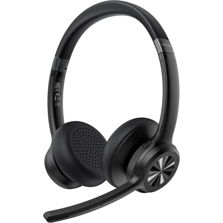 Tecknet casque bleutooth sans fil avec micro, casque sans fil pc, casque ordinateur avec micro rechargeable pour les chauffeurs 