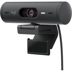 Logitech Brio 500 Webcam Streaming HD avec Expo Auto, Mode ’Show’, Deux Micros à Réduction de Bruit, Clapet Confidentiel, Compat