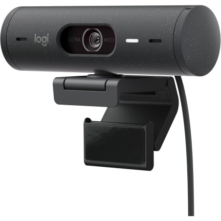 Logitech Brio 500 Webcam Streaming HD avec Expo Auto, Mode ’Show’, Deux Micros à Réduction de Bruit, Clapet Confidentiel, Compat