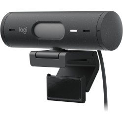 Logitech Brio 500 Webcam Streaming HD avec Expo Auto, Mode ’Show’, Deux Micros à Réduction de Bruit, Clapet Confidentiel, Compat