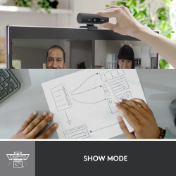 Logitech Brio 500 Webcam Streaming HD avec Expo Auto, Mode ’Show’, Deux Micros à Réduction de Bruit, Clapet Confidentiel, Compat