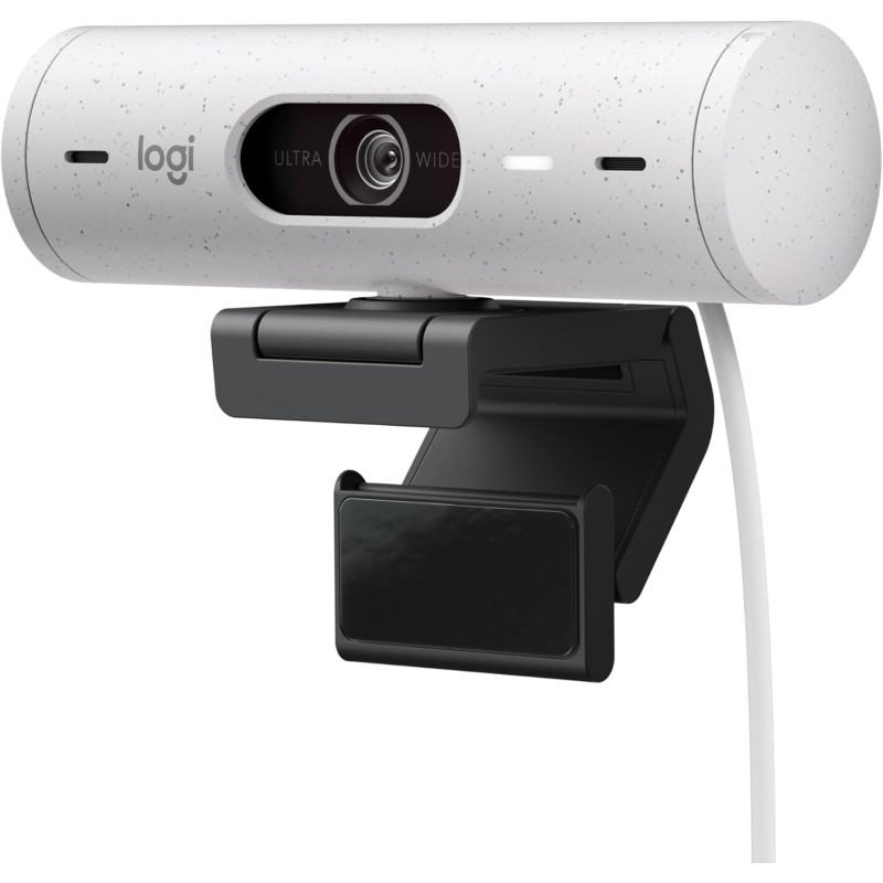 Logitech Brio 500 Webcam Streaming HD avec Expo Auto, Mode ’Show’, Deux Micros à Réduction de Bruit, Clapet Webcam Confidentiel,