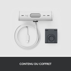 Logitech Brio 500 Webcam Streaming HD avec Expo Auto, Mode ’Show’, Deux Micros à Réduction de Bruit, Clapet Webcam Confidentiel,