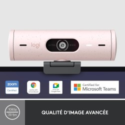 Logitech Brio 500 Webcam Streaming HD avec Expo Auto, Mode ’Show’, Deux Micros à Réduction de Bruit, Clapet Webcam Confidentiel,