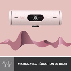 Logitech Brio 500 Webcam Streaming HD avec Expo Auto, Mode ’Show’, Deux Micros à Réduction de Bruit, Clapet Webcam Confidentiel,
