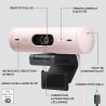 Logitech Brio 500 Webcam Streaming HD avec Expo Auto, Mode ’Show’, Deux Micros à Réduction de Bruit, Clapet Webcam Confidentiel,