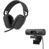 Logitech Brio 500 Full HD Webcam et Zone Vibe 100 Casque sans Fil avec Micro Anti-Parasite, Compatible avec Microsoft Teams, Goo